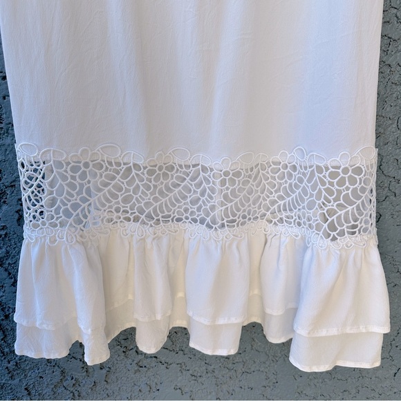 ANNARITA N Crochet Eyelet Summer Sun Midi Dress in White Sz. 4 - Picture 4 of 10
